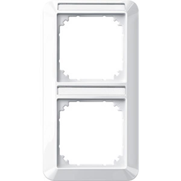 Merten 1-M-Rahmen, 2fach m. Beschriftungsträger, senkrechte Montage, polarweiß g