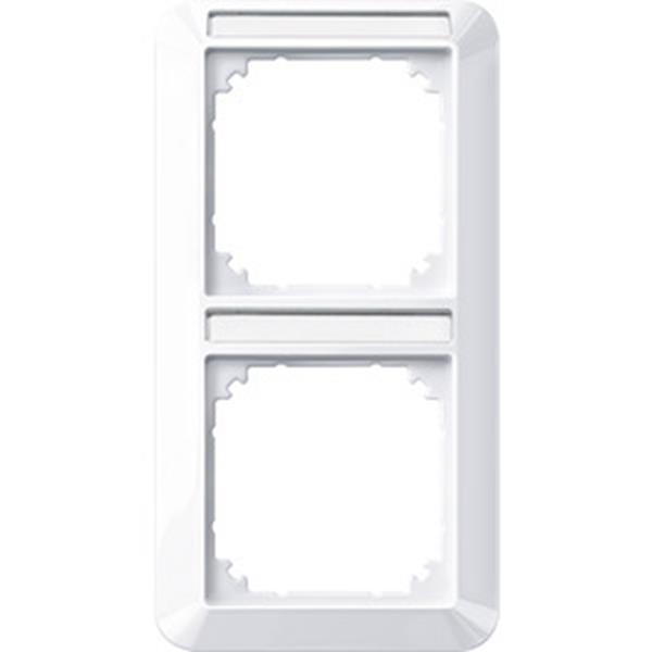 Merten 1-M-Rahmen, 2fach m. Beschriftungsträger, senkrechte Montage, aktivweiß g