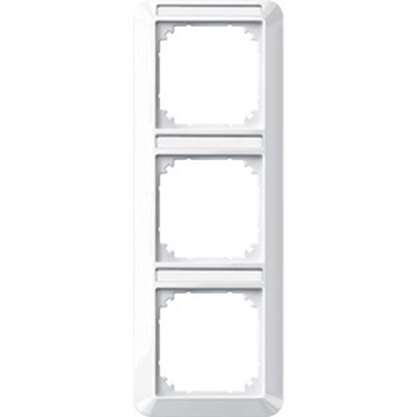 Merten 1-M-Rahmen, 3fach m. Beschriftungsträger, senkrechte Montage, polarweiß g