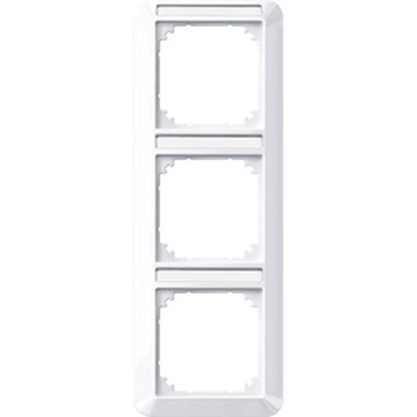 Merten 1-M-Rahmen, 3fach m. Beschriftungsträger, senkrechte Montage, aktivweiß g