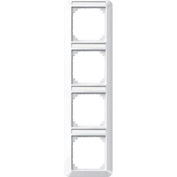 Merten 1-M-Rahmen, 4fach m. Beschriftungsträger, senkrechte Montage, polarweiß g