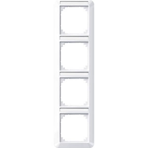 Merten 1-M-Rahmen, 4fach m. Beschriftungsträger, senkrechte Montage, aktivweiß g