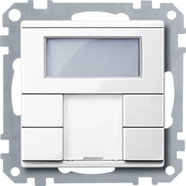 Merten Taster 2fach plus mit Raumtemperaturregler, polarweiß glänzend, System M