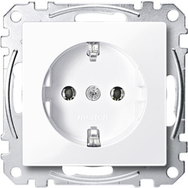 Merten SCHUKO-Steckdose, Steckklemmen, aktivweiß glänzend, System M