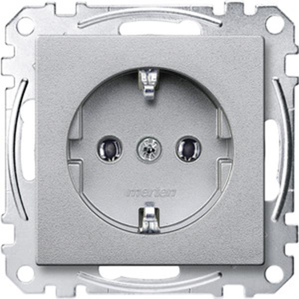 Merten SCHUKO-Steckdose, Steckklemmen, aluminium, System M