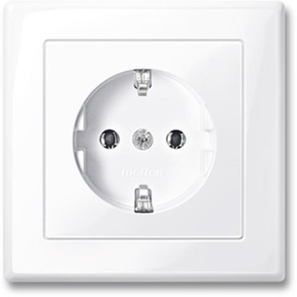 Merten SCHUKO-Steckdose mit voller Abdeckplatte, Steckkl., aktivweiß glänzend, M