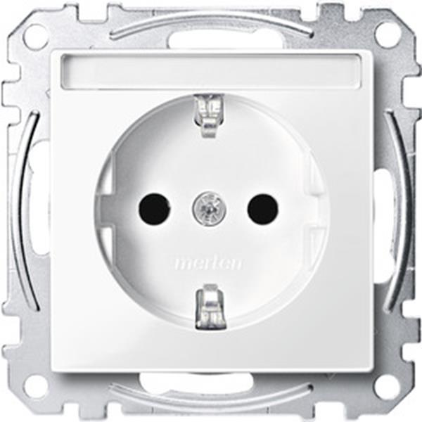 Merten SCHUKO-Steckdose mit Schriftfeld, Berührungsschutz, Steckklemmen, polarwe