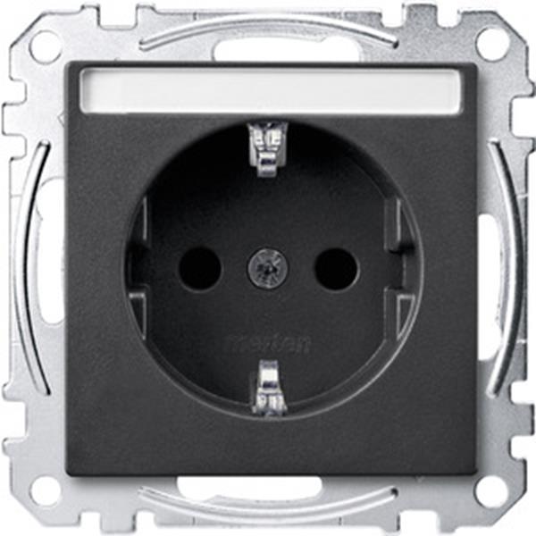 Merten SCHUKO-Steckdose mit Schriftfeld, Berührungsschutz, Steckklemmen, anthraz