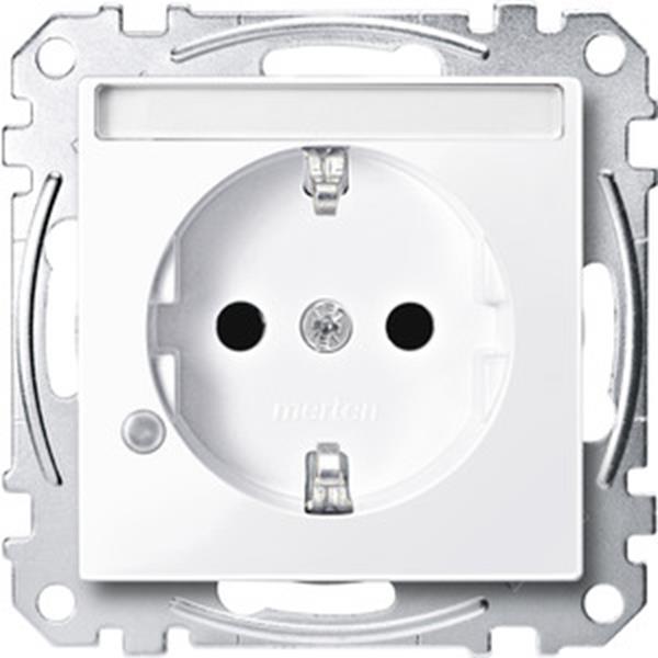 Merten SCHUKO-Steckdose mit Kontrolllicht und Schriftfeld, Berührungsschutz, Ste