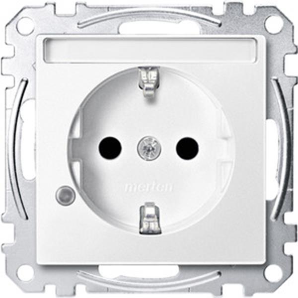Merten SCHUKO-Steckdose mit Kontrolllicht und Schriftfeld, Berührungsschutz, Ste