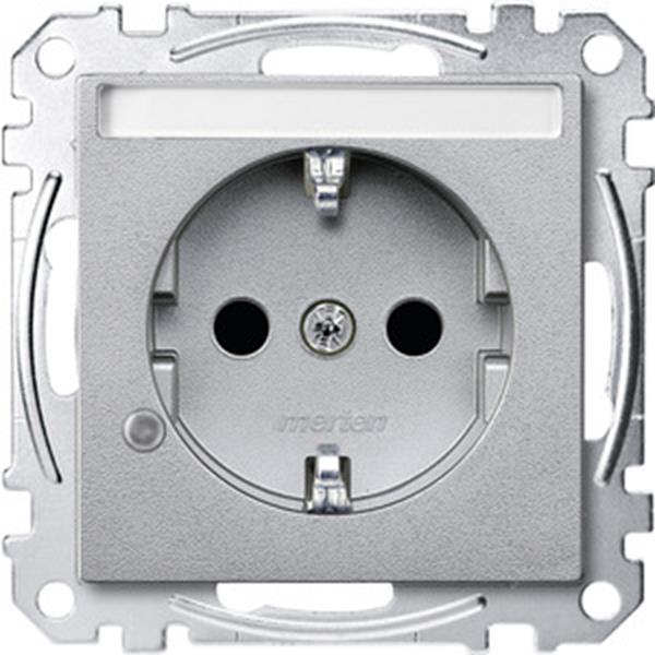 Merten SCHUKO-Steckdose mit Kontrolllicht und Schriftfeld, Berührungsschutz, Ste