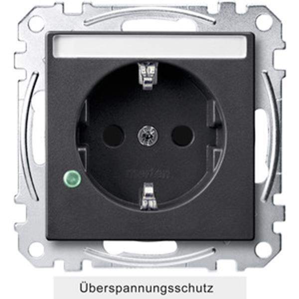 Merten SCHUKO-Steckdose mit Überspannungschutz und Schriftfeld, Berührungsschutz