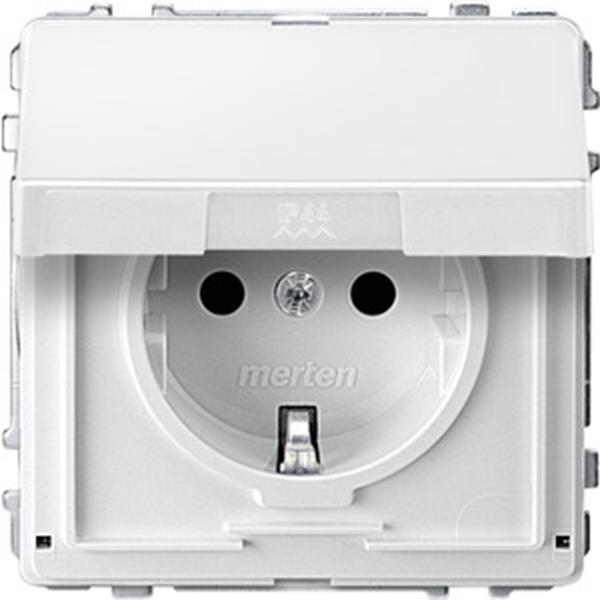 Merten SCHUKO-Steckdose mit Klappdeckel, Berührungsschutz, Steckklemmen, polarwe