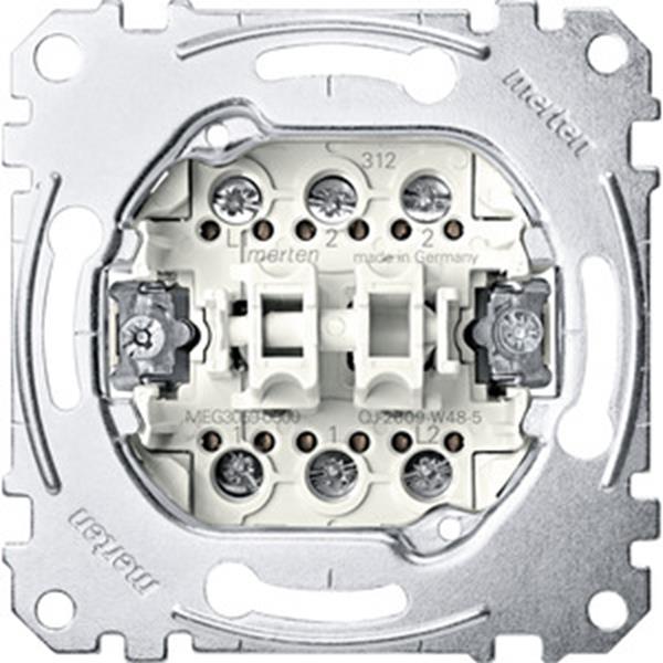 Merten Doppeltaster-Einsatz, 2 Wechsel 1-polig, 10 A, AC 250 V, Schraub-Liftklem