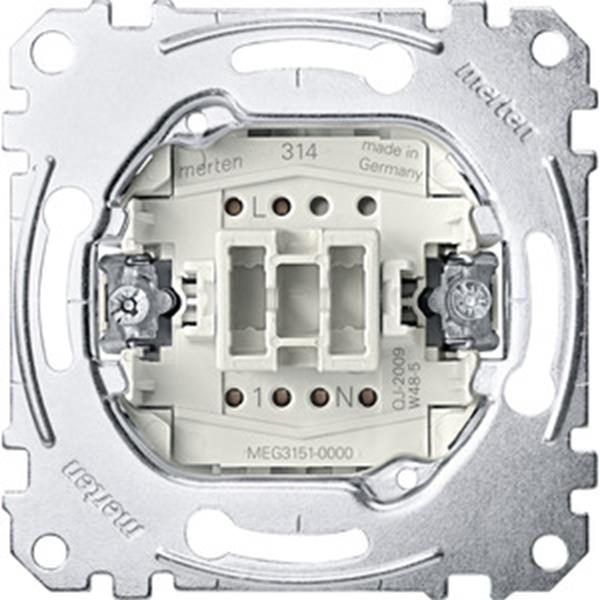 Merten Taster-Einsatz mit N-Klemme, Öffner 1-polig, 10 A, AC 250 V, Steckklemmen