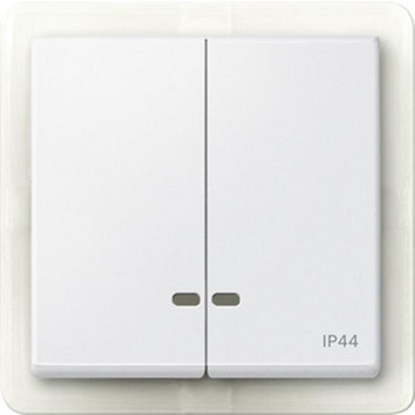 Merten Doppelwippe mit Kontrollfenster IP44, polarweiß, System M