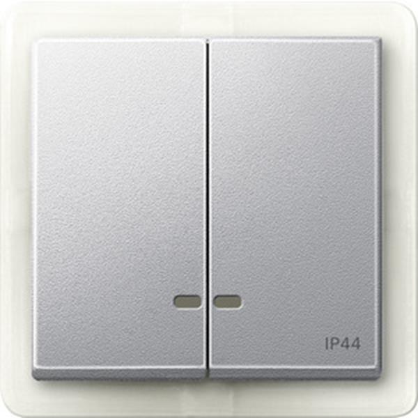 Merten Doppelwippe mit Kontrollfenster IP44, aluminium, System M