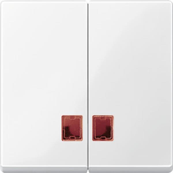 Merten Doppelwippe mit rotem Symbolfenster, polarweiß glänzend, System M