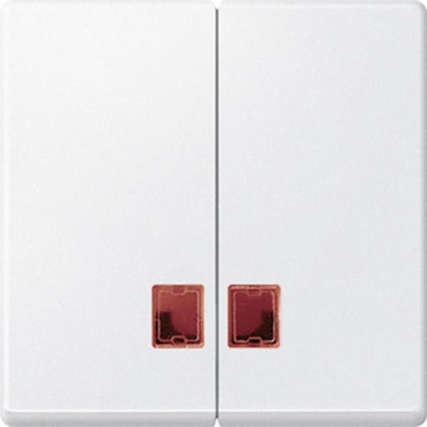 Merten Doppelwippe mit rotem Symbolfenster, polarweiß, System M