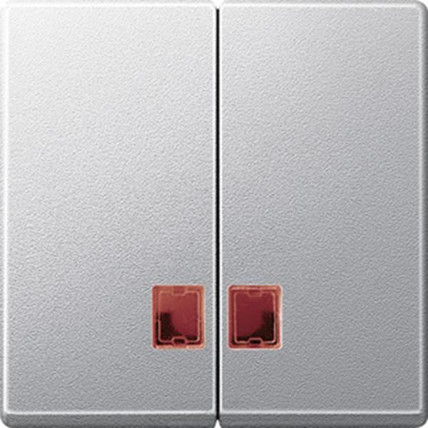 Merten Doppelwippe mit rotem Symbolfenster, aluminium, System M