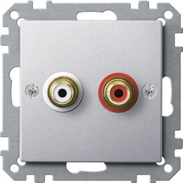 Merten Steckdose für Audio Anschluss, aluminium, System M