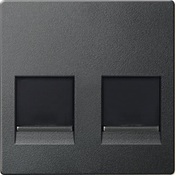 Merten Zentralplatte für Modular Jack 2fach mit Staubschutzschieber, anthrazit,