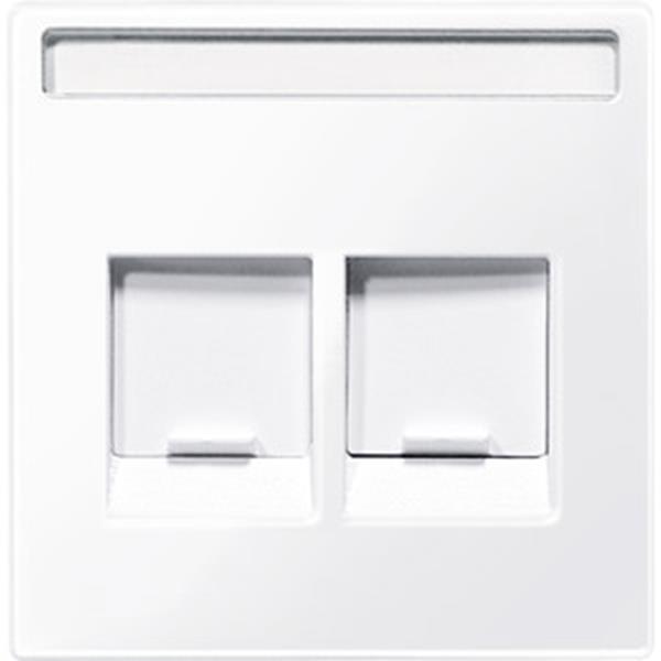 Merten Zentralplatte für Modular Jack 2fach mit Schriftfeld und Staubschutzschie