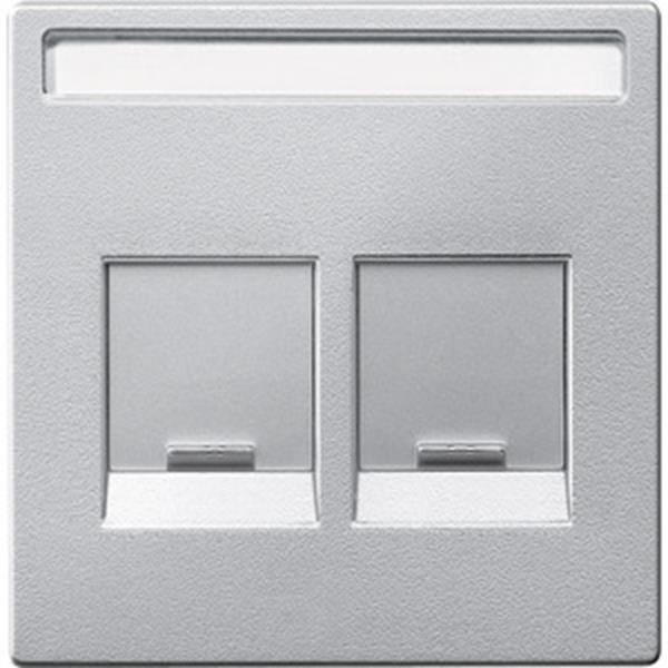Merten Zentralplatte für Modular Jack 2fach mit Schriftfeld und Staubschutzschie