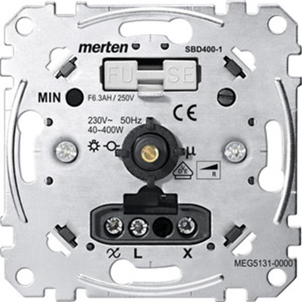 Merten Drehdimmer-Einsatz für ohmsche Last mit Druck-Ausschalter, 40-400 W