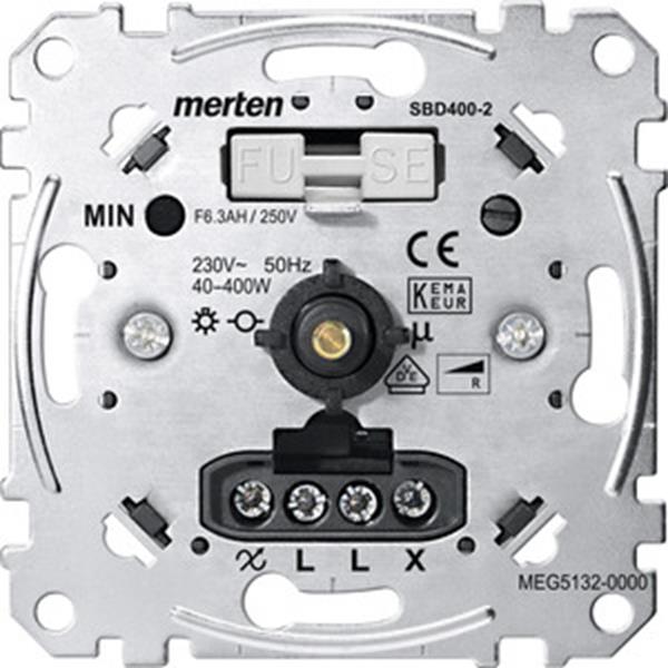 Merten Drehdimmer-Einsatz für ohmsche Last mit Druck-Wechselschalter, 40-400 W