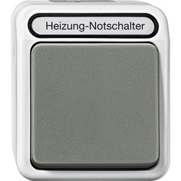 Merten Heizungs-Notschalter,Aus, 2-polig mit Kontroll-Langfeldleuchte, lichtgrau