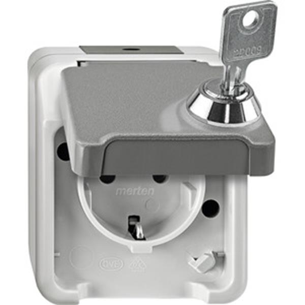 Merten SCHUKO-Steckdose, abschließbar mit gleichen Schließungen Schloss-Nr. 200,