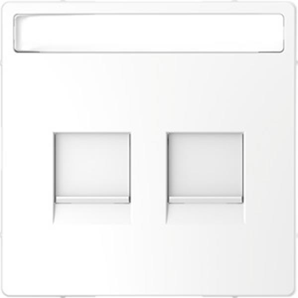 Merten Zentralplatte für Modular Jack 2fach mit Schriftfeld und Staubschutzschie