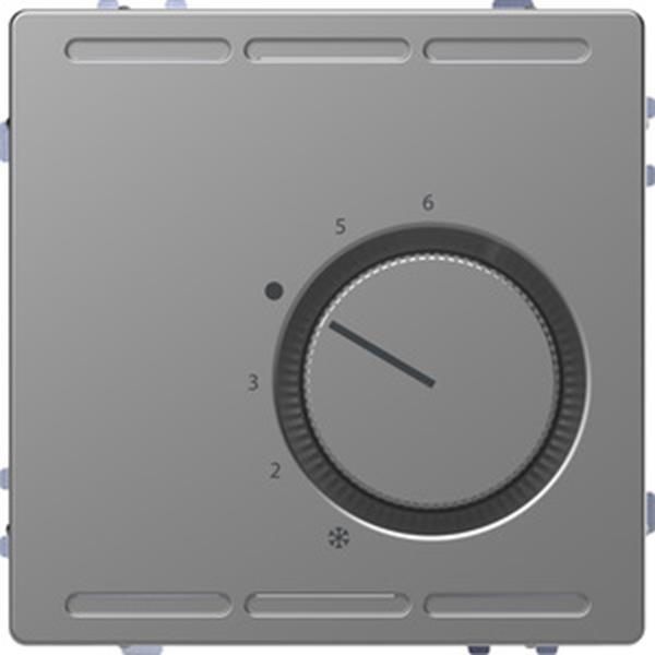 Merten Raumtemperaturregler 24V mit Wechselkontakt und Zentralplatte, Edelstahl,