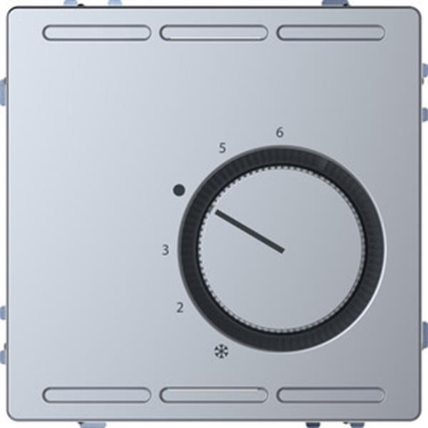 Merten Raumtemperaturregler 230V mit Wechselkontakt und Zentralplatte, Edelstahl