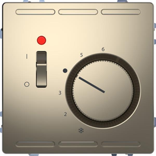 Merten Raumtemperaturregler 24 V mit Schalter und Zentralplatte, Nickelmetallic,