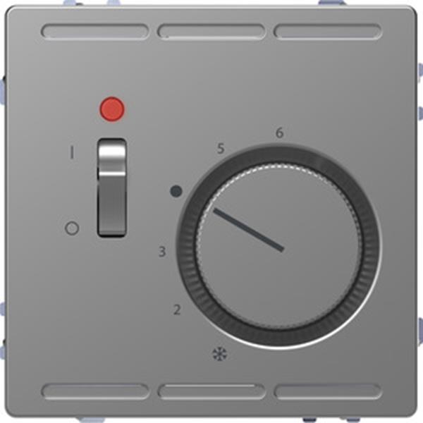 Merten Raumtemperaturregler 24 V mit Schalter und Zentralplatte, Edelstahl, Syst