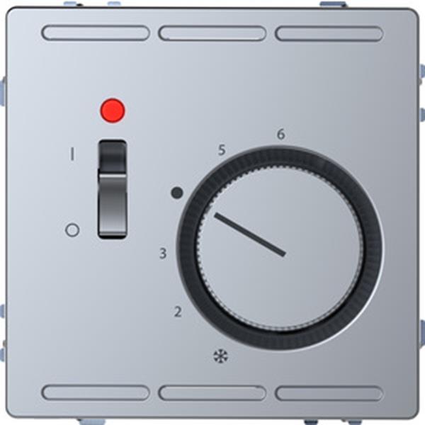 Merten Raumtemperaturregler 230V mit Schalter und Zentralplatte, Edelstahl, Syst
