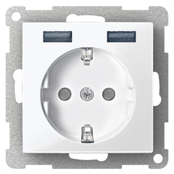 Merten Schuko Steckdose mit USB Ladegerät Anthrazit System M