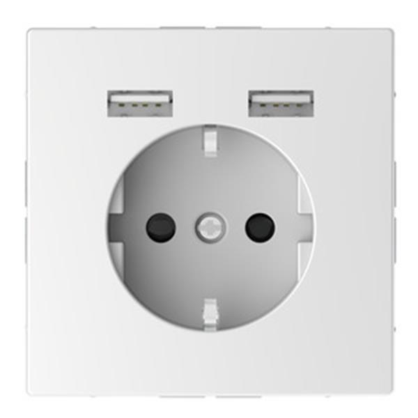 Merten Schuko Steckdose mit USB Ladegerät, Lotosweiß, System Design