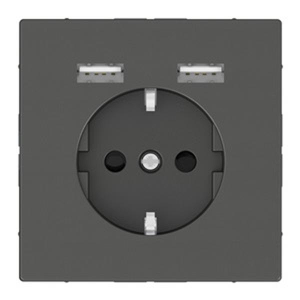 Merten Schuko Steckdose mit USB Ladegerät Anthrazit, System Design