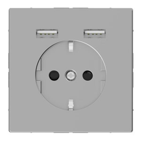 Merten Schuko Steckdose mit USB Ladegerät, Edelstahl, System Design