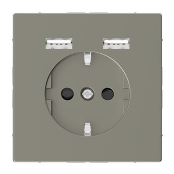 Merten Schuko Steckdose mit USB Ladegerät, Nickelmetallic, System Design