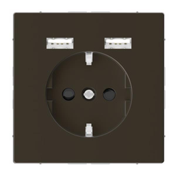 Merten Schuko Steckdose mit USB Ladegerät, Moccametallic, System Design