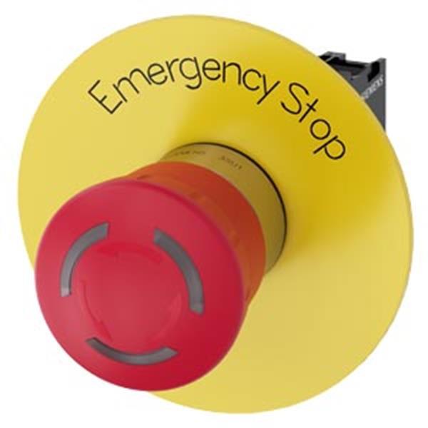 Siemens Not-Halt-Pilzdrucktaster, beleuchtbar, 22 mm, rund, Metall, hochglanz, r