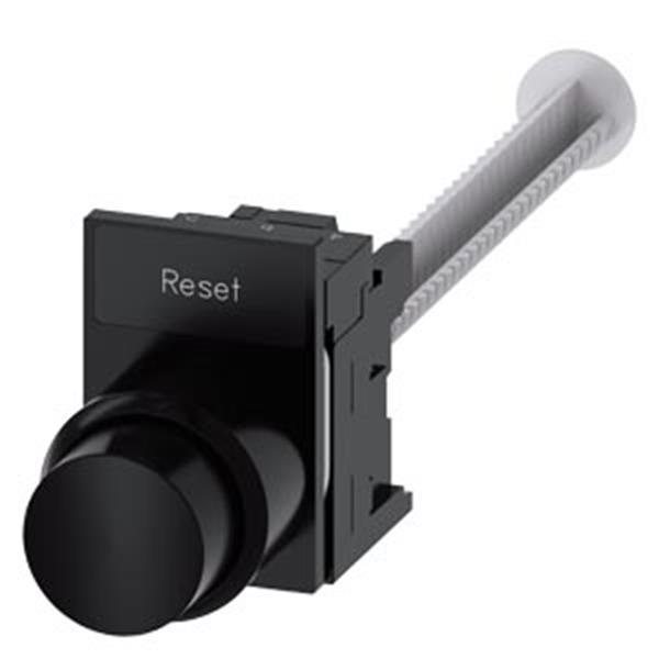 Siemens Drucktaster, mit verlängertem Hub (12 mm), 22 mm, rund, Kunststoff, schw
