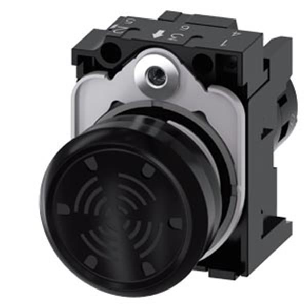 Siemens Akustischer Melder, 22mm, rund, Kunststoff, schwarz, Dauerton 4,5 kHz, A