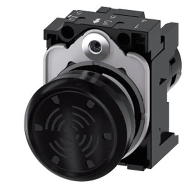 Siemens Akustischer Melder, 22mm, rund, Kunststoff, schwarz, Dauerton 4,5 kHz, A