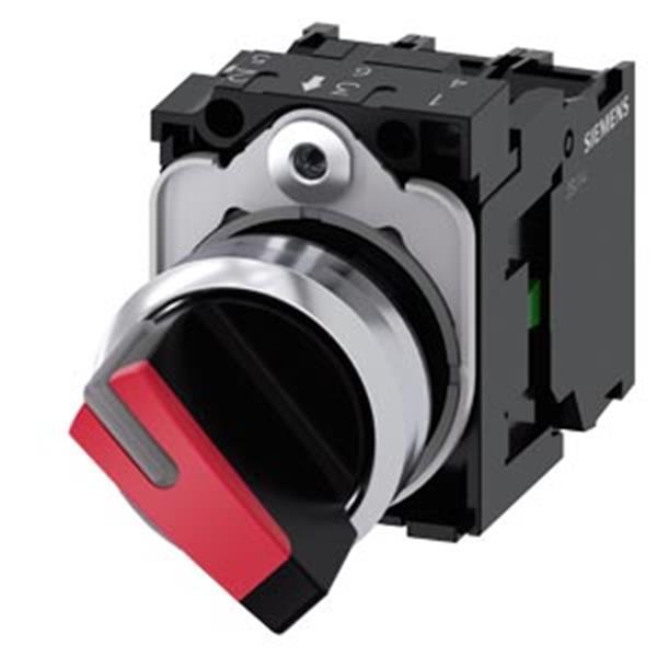 Siemens Knebelschalter, beleuchtet, 22mm, rund, Metall, hochglanz, weiß, verrast