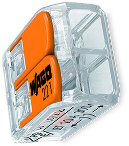 WAGO Verbindungsklemme 2polig Compact mit Hebel transparent